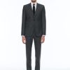 Suits | De Fursac End-On-End Virgin Wool Fitted Suit Charcoal Grey - End-On-End