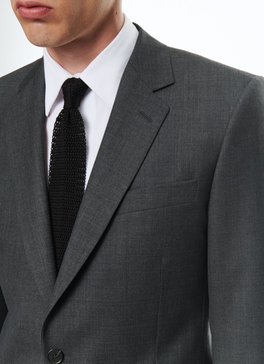 Suits | De Fursac End-On-End Virgin Wool Fitted Suit Charcoal Grey - End-On-End