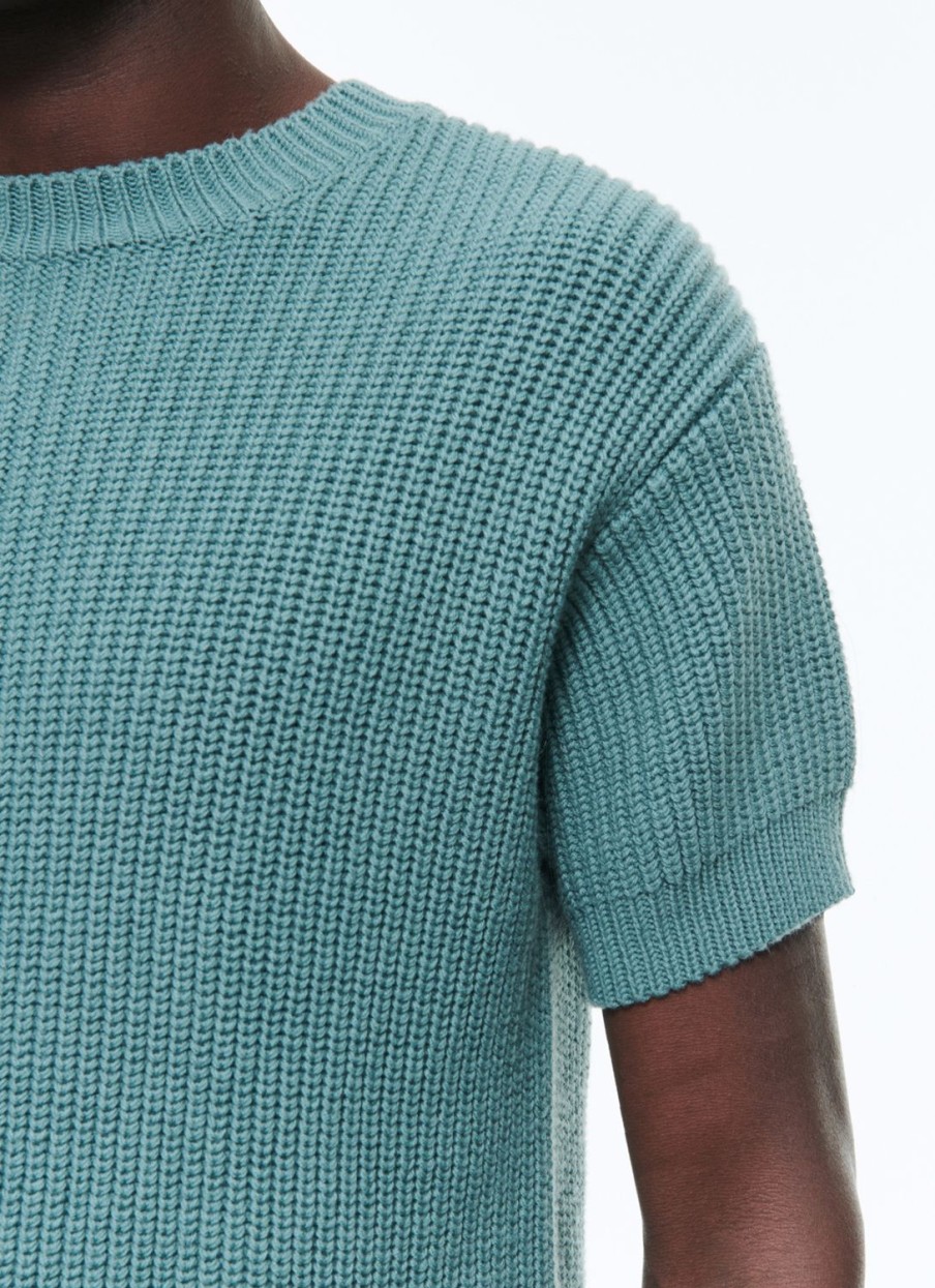 Polos & T-Shirts | De Fursac Ribbed Wool And Cotton Sweater Sage Green