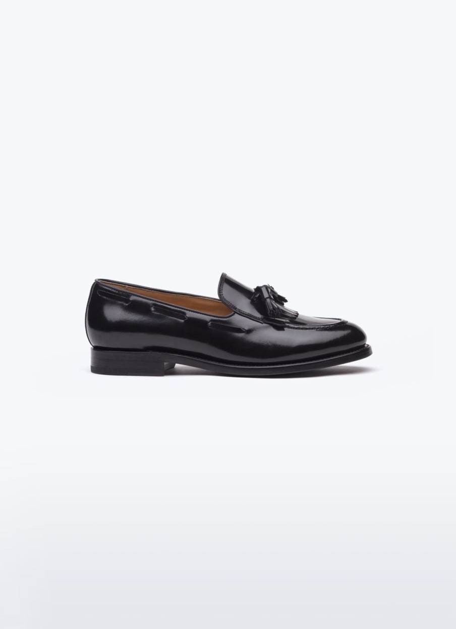 Shoes | De Fursac Spazolatto Leather Loafers With Tassels Black