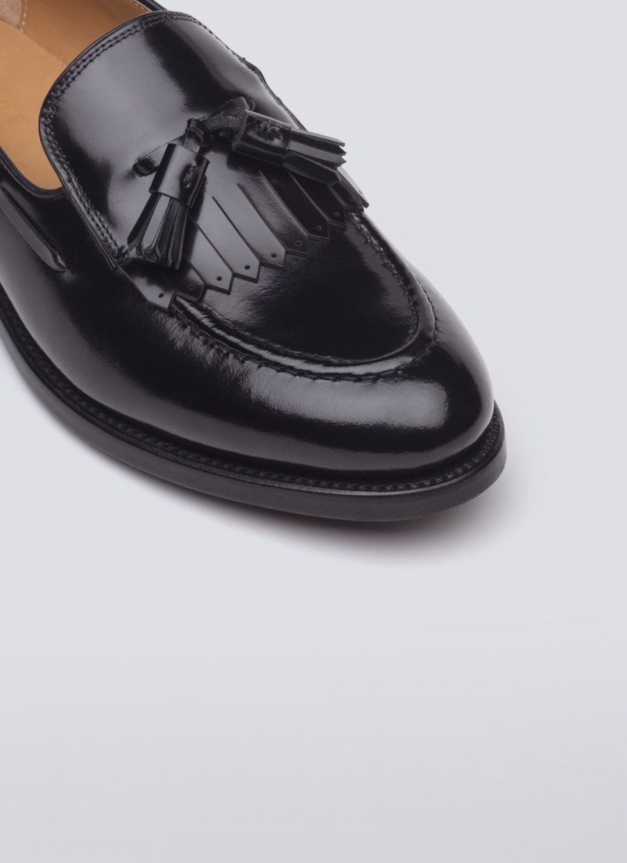 Shoes | De Fursac Spazolatto Leather Loafers With Tassels Black