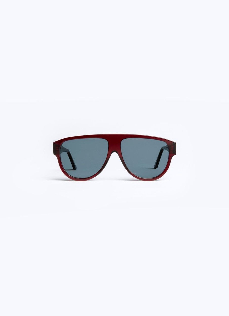 Sunglasses | De Fursac Burgundy Aviator Sunglasses Burgundy - Blue Lenses