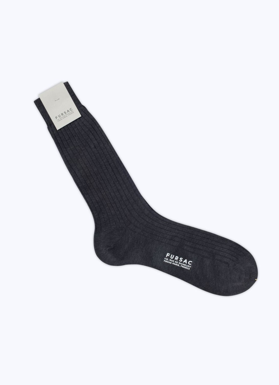 Homewear | De Fursac Ribbed Eyptian Cotton Socks Grey