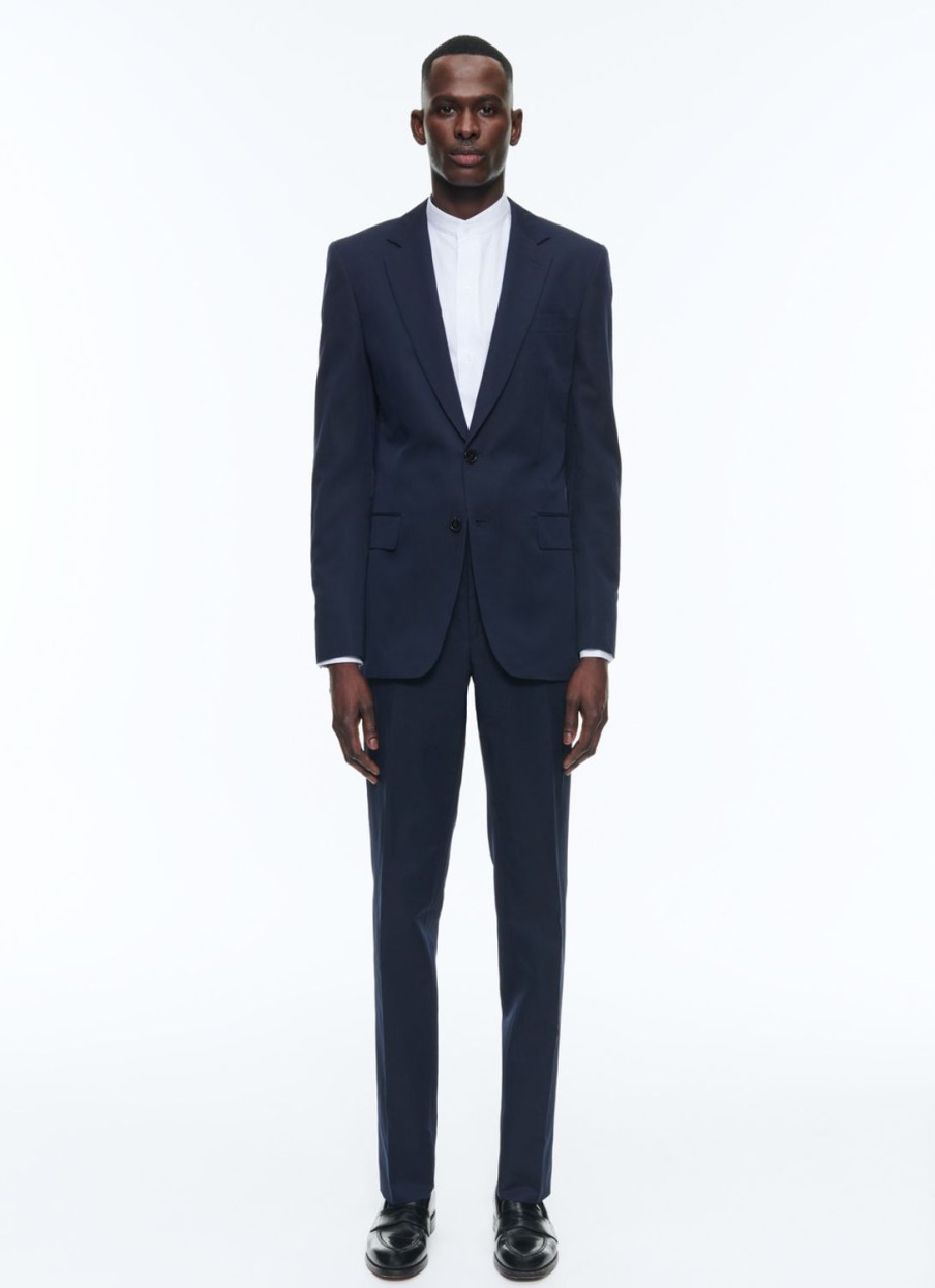 Suits | De Fursac Cotton And Linen Straight Suit Navy Blue