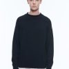 Sweaters | De Fursac Rolled Hem Collar Cotton Sweater Navy Blue