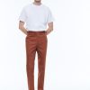 Trousers | De Fursac Organic Cotton Fitted Chino Pants Camel Brown