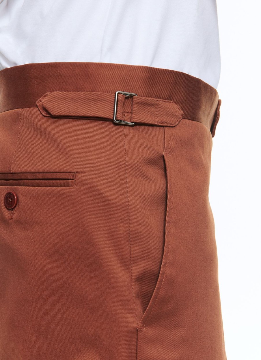 Trousers | De Fursac Organic Cotton Fitted Chino Pants Camel Brown