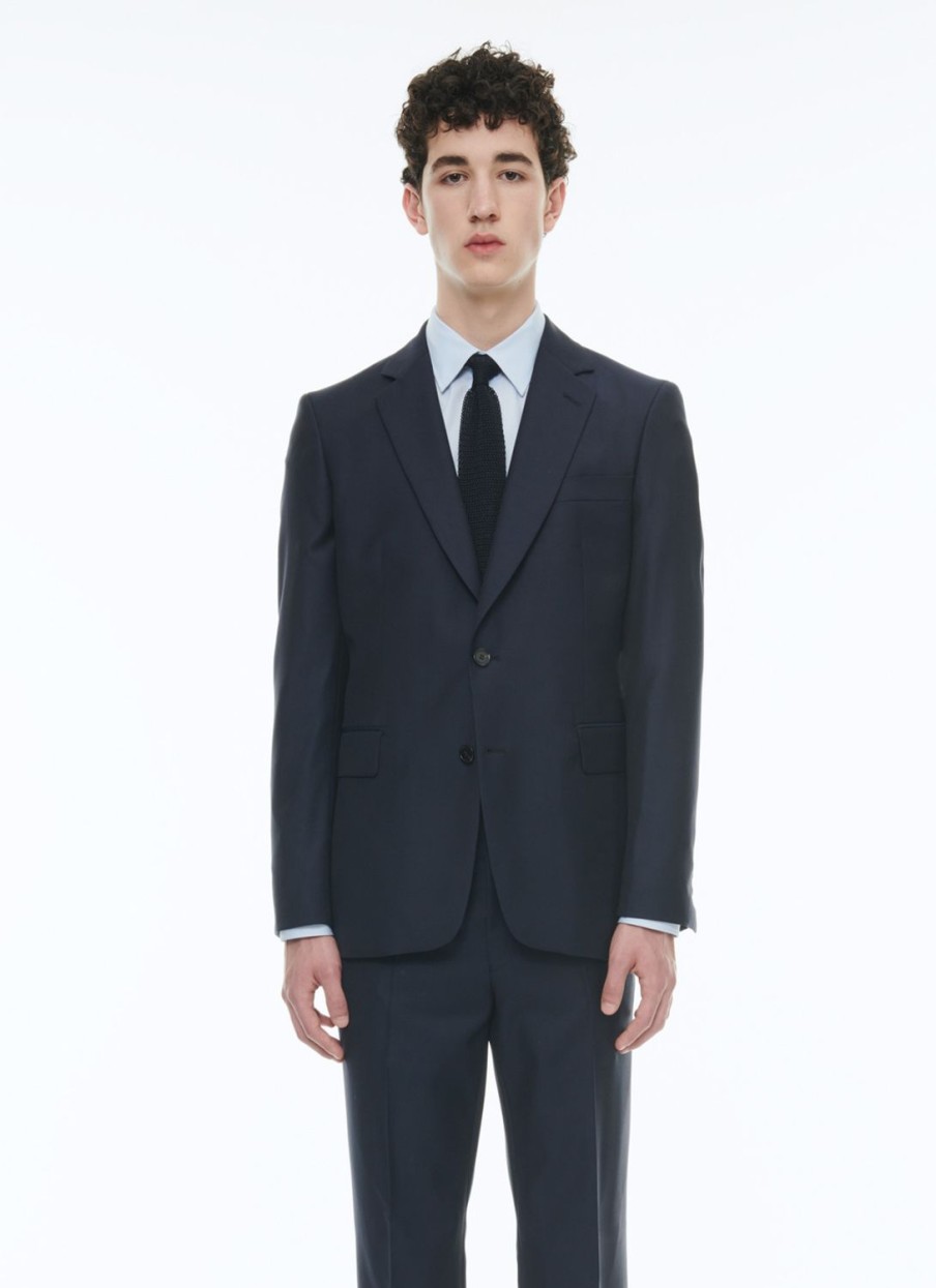 Blazers | De Fursac Wool Serge Suit Jacket Navy Blue