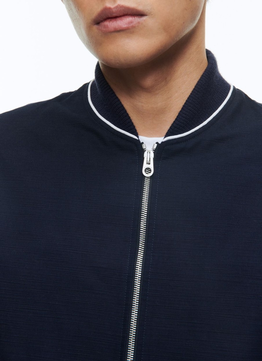 Outerwear | De Fursac Linen Effect Cotton Canvas Jacket Navy Blue