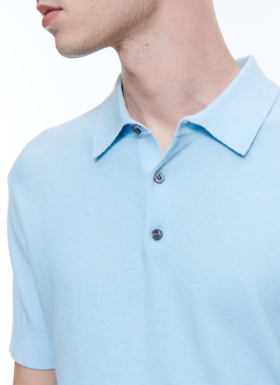 Polos & T-Shirts | De Fursac Cotton And Cashmere Polo Sky Blue