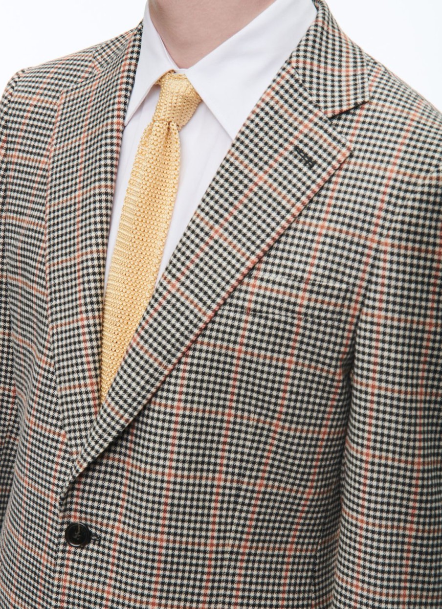 Blazers | De Fursac Fitted Jacket With Houndstooth Pattern Black And Cream Houndstooth Pattern With Orange Checks