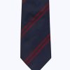 Ties | De Fursac Silk Tie With Stripes Navy Blue - Burgundy Stripes