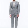 Suits | De Fursac Wool And Cotton Suit With Pattern Grey Blue - Prince Of Wales Pattern