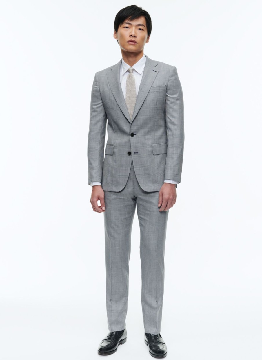 Suits | De Fursac Wool And Cotton Suit With Pattern Grey Blue - Prince Of Wales Pattern