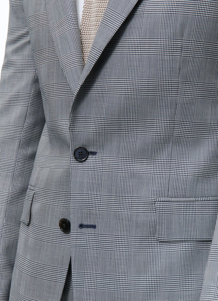 Suits | De Fursac Wool And Cotton Suit With Pattern Grey Blue - Prince Of Wales Pattern