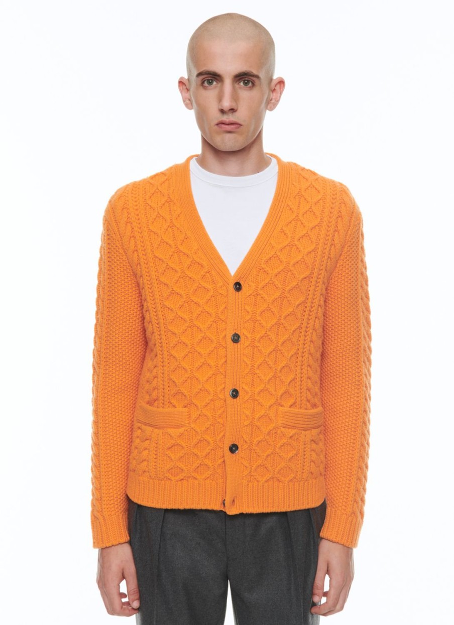 Sweaters | De Fursac Wool Cable-Knit Cardigan Orange