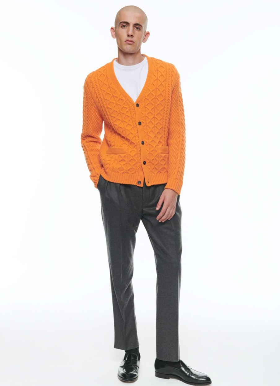 Sweaters | De Fursac Wool Cable-Knit Cardigan Orange