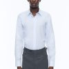 Shirts | De Fursac Cotton Shirt With Straight Collar Sky Blue - Micro-Design