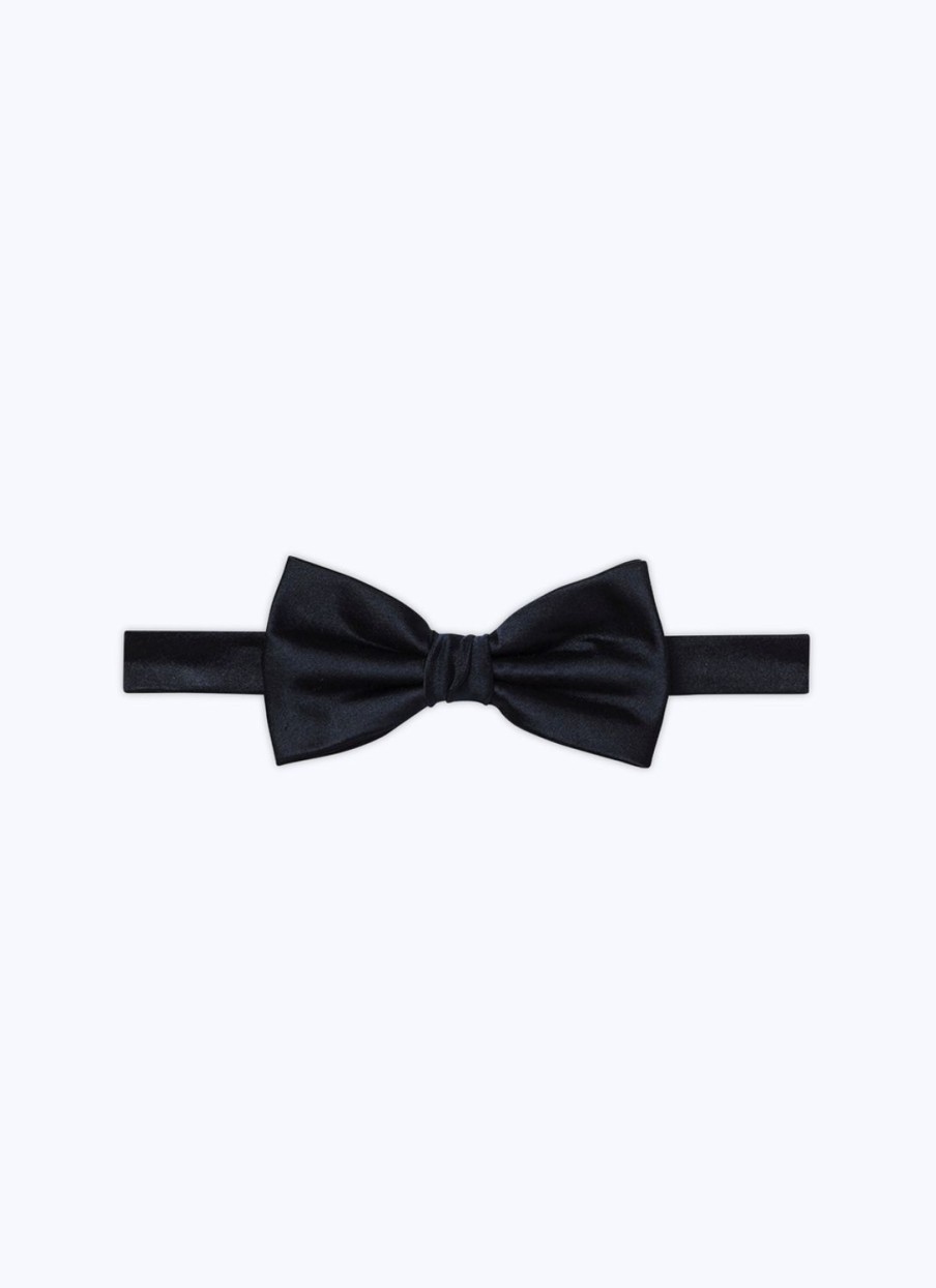 Ties | De Fursac Satin Bow Tie Navy Blue