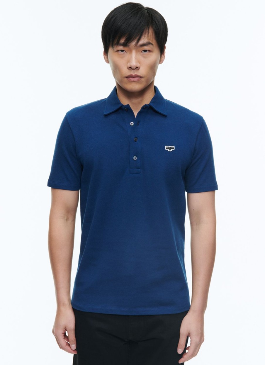 Polos & T-Shirts | De Fursac Organic Cotton Pique Polo Sweater Blue