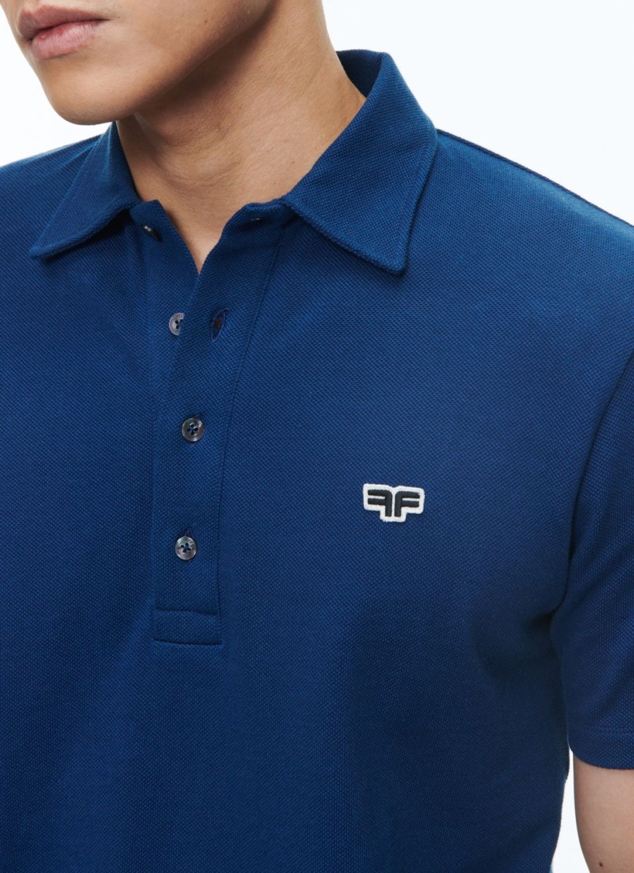 Polos & T-Shirts | De Fursac Organic Cotton Pique Polo Sweater Blue