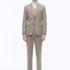 Suits | De Fursac Wool Fitted Suit With Herringbone String-Like Beige - Herringbone Pattern