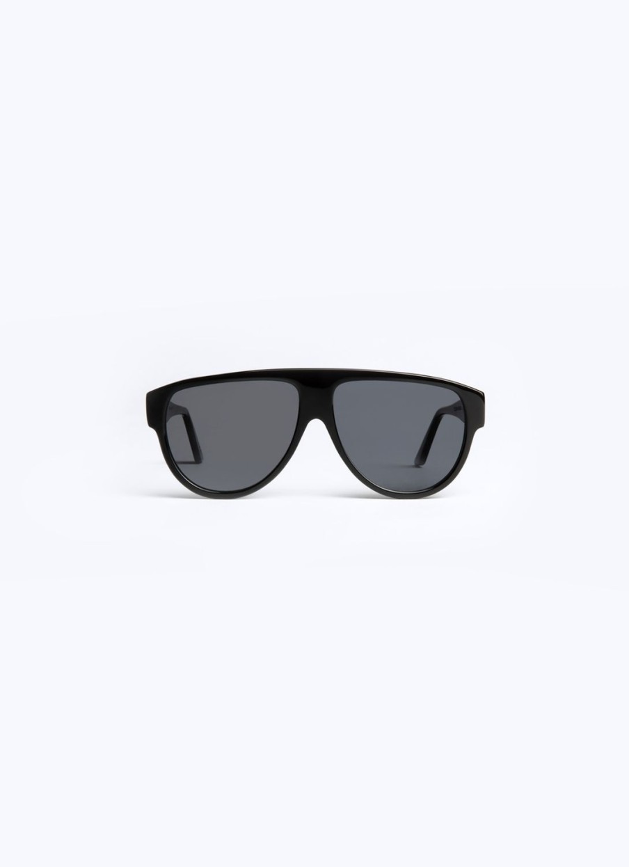 Sunglasses | De Fursac Black Aviator Sunglasses Black - Grey Lenses