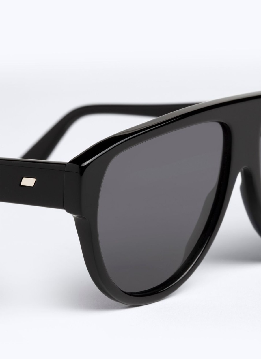 Sunglasses | De Fursac Black Aviator Sunglasses Black - Grey Lenses