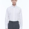 Shirts | De Fursac Linen Fitted Shirt With Stripes White - Tone-On-Tone Stripes