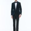 Tuxedos | De Fursac Velvet Shawl Collar Tuxedo Jacket Carbon Blue - Peacock Feather Pattern