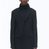 Outerwear | De Fursac Wool Broadcloth Fitted Coat Navy Blue