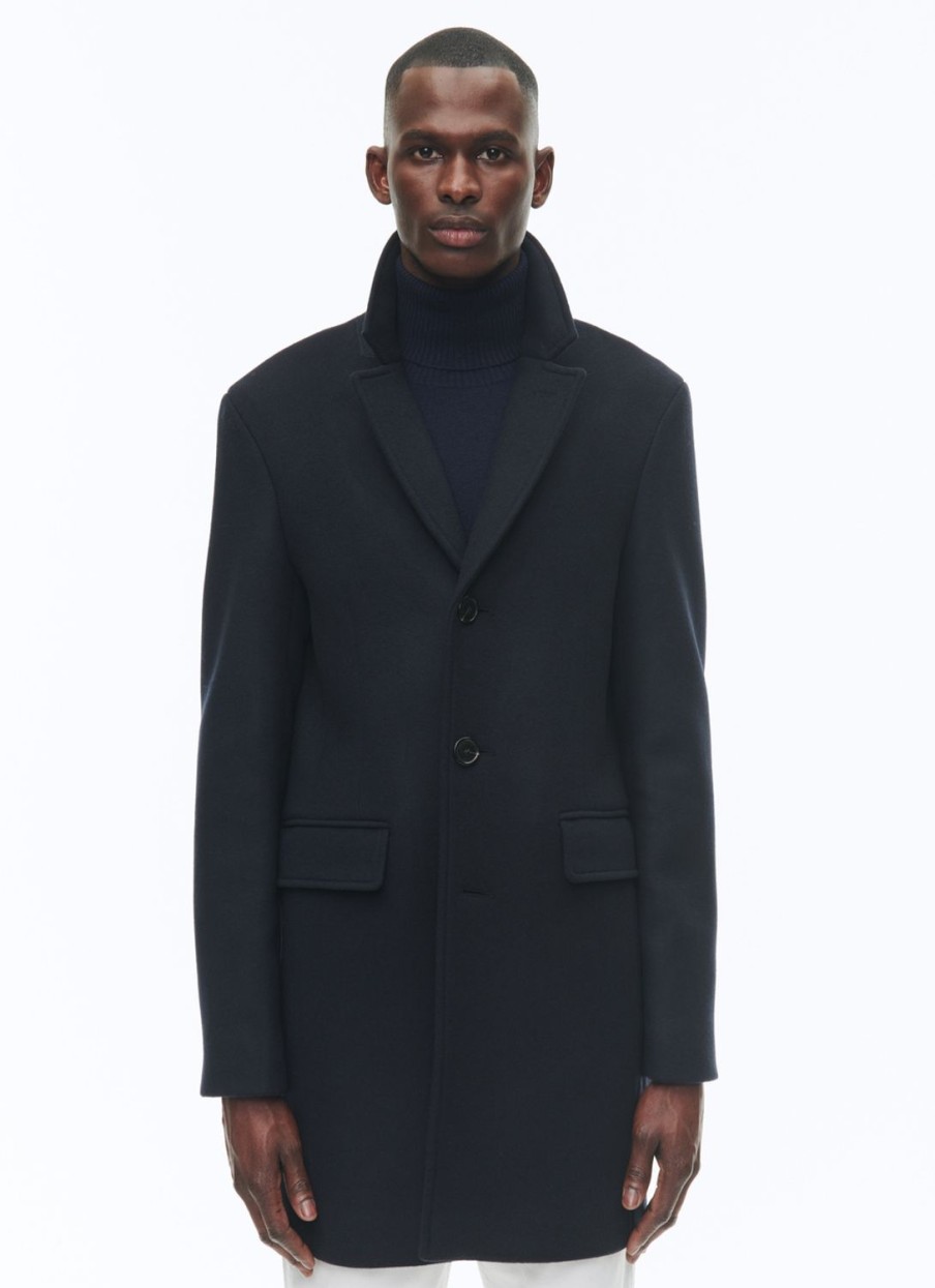 Outerwear | De Fursac Wool Broadcloth Fitted Coat Navy Blue