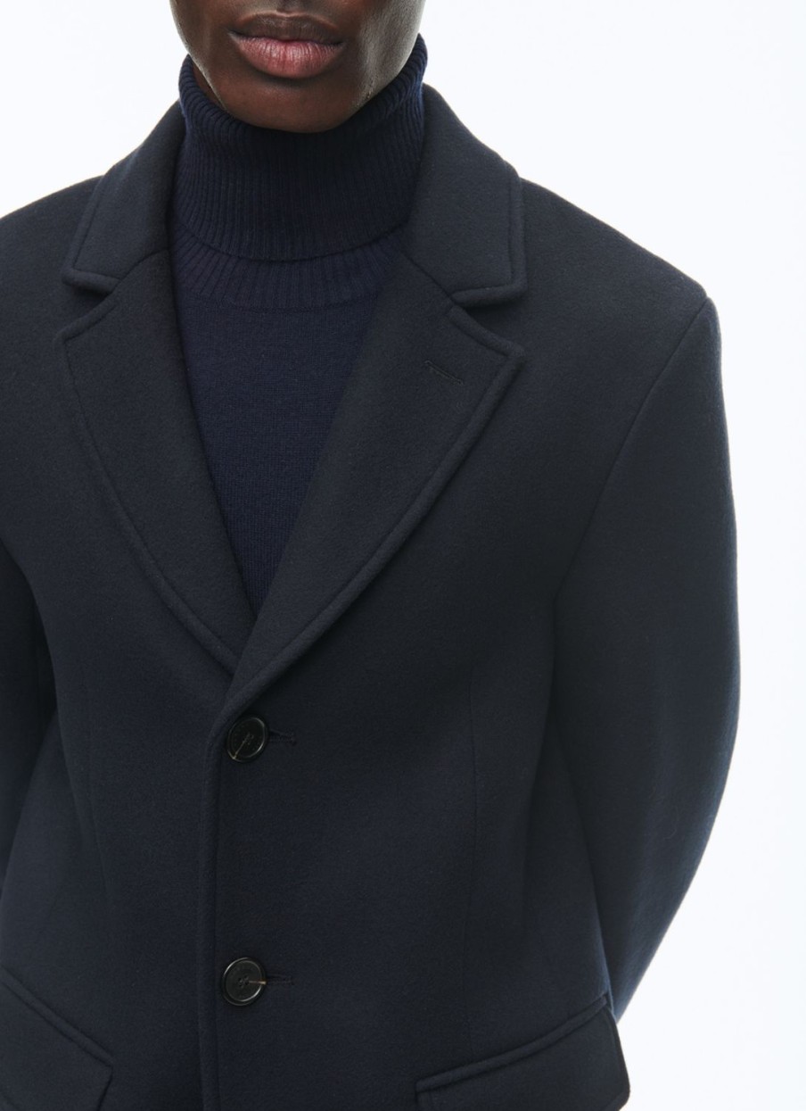 Outerwear | De Fursac Wool Broadcloth Fitted Coat Navy Blue