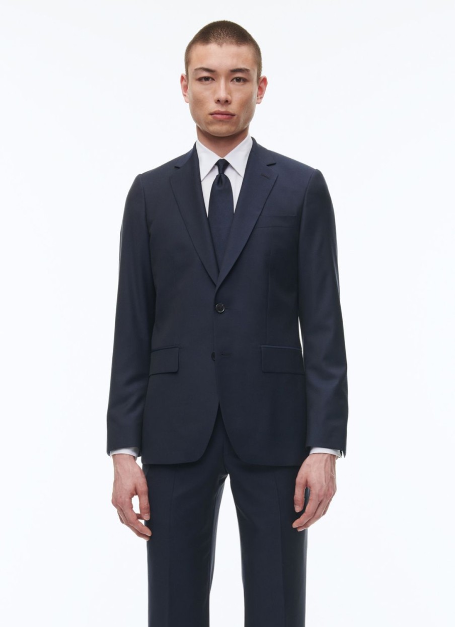 Blazers | De Fursac Wool Serge Large Suit Jacket Navy Blue