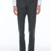 Trousers | De Fursac End-On-End Virgin Wool Fitted Trousers Charcoal Grey - End-On-End