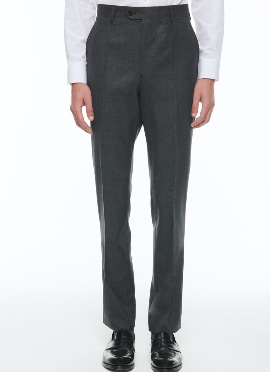 Trousers | De Fursac End-On-End Virgin Wool Fitted Trousers Charcoal Grey - End-On-End