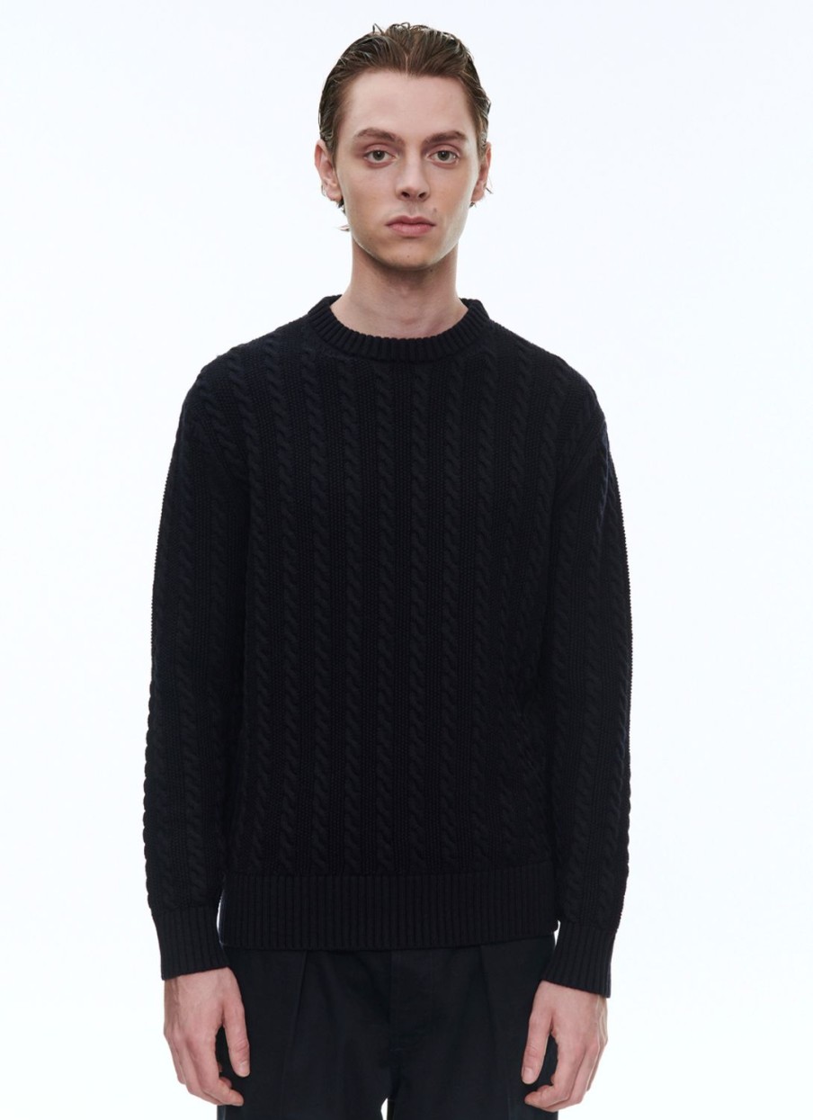 Sweaters | De Fursac Wool And Cotton Cable Knit Sweater Navy Blue