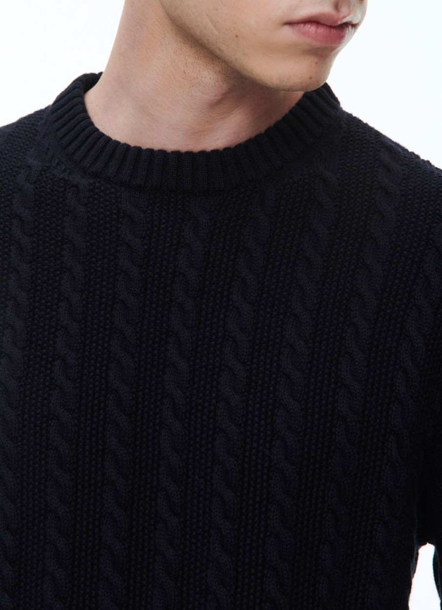 Sweaters | De Fursac Wool And Cotton Cable Knit Sweater Navy Blue