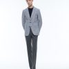 Blazers | De Fursac Wool, Cotton And Linen Jacket White And Dark Blue Gingham Pattern