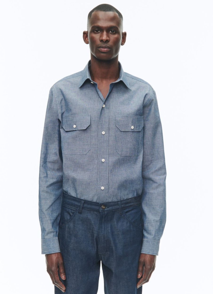 Shirts | De Fursac Cotton Chambray Overshirt Denim Blue