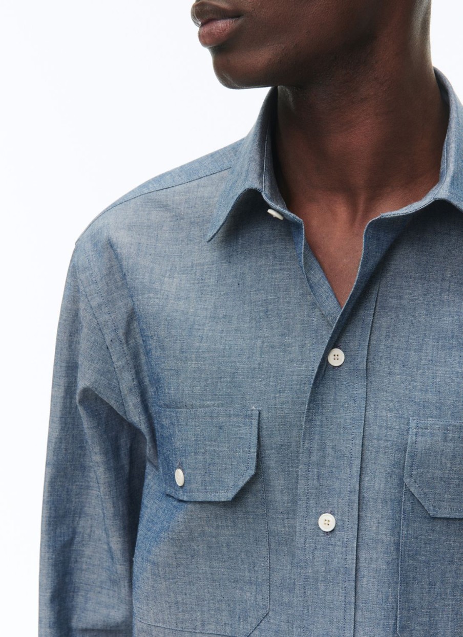 Shirts | De Fursac Cotton Chambray Overshirt Denim Blue