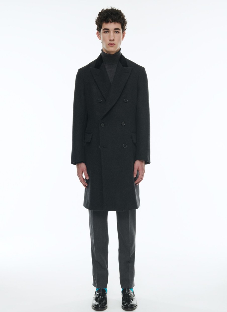 Outerwear | De Fursac Virgin Wool Double-Breasted Coat Charcoal Grey