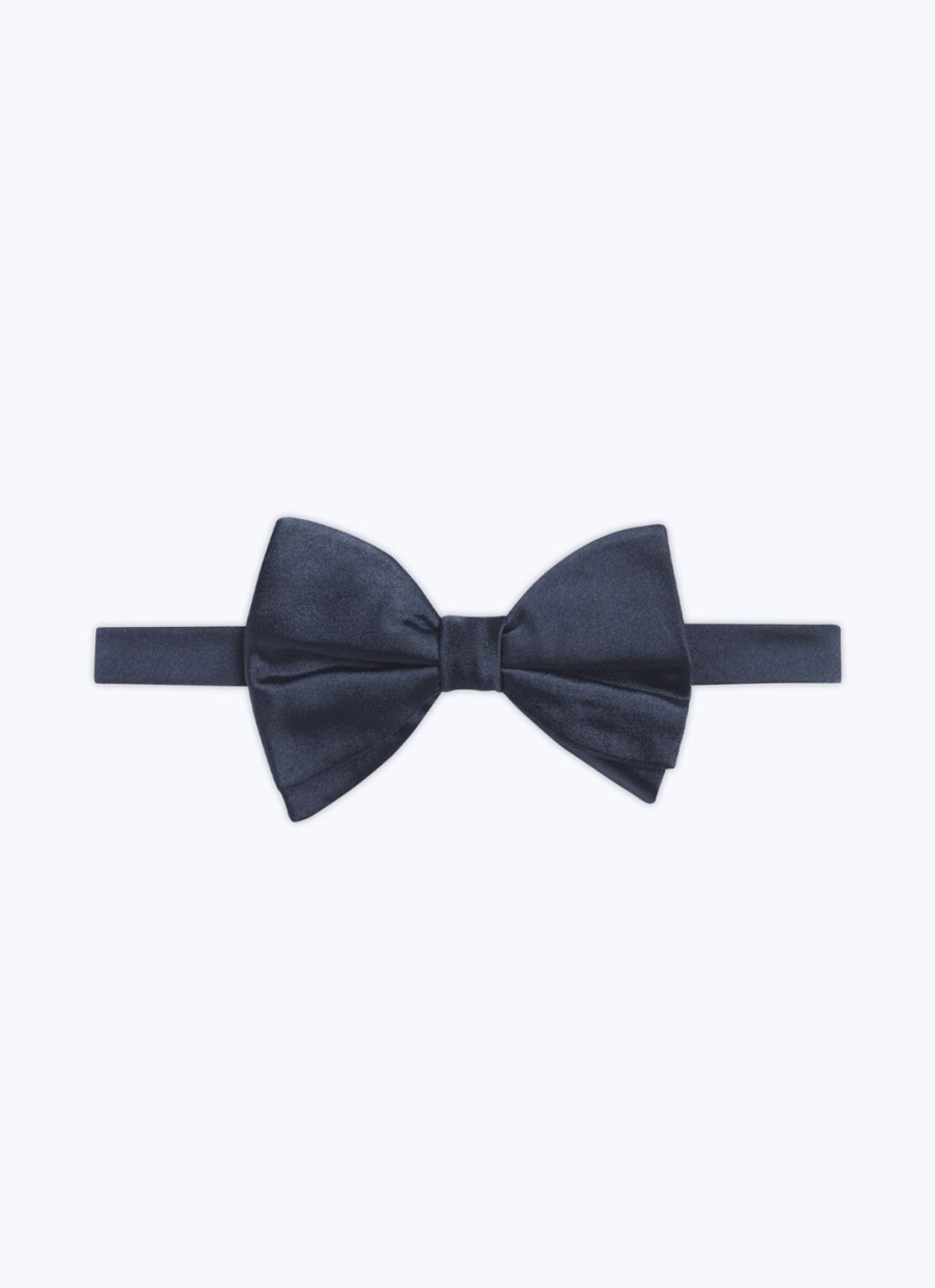 Ties | De Fursac Satin Bow Tie Navy Blue