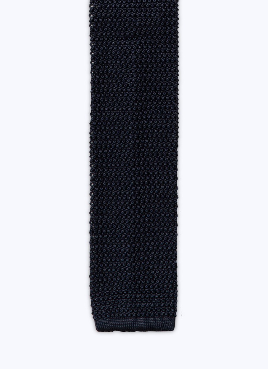 Ties | De Fursac Knitted Silk Tie Midnight Blue