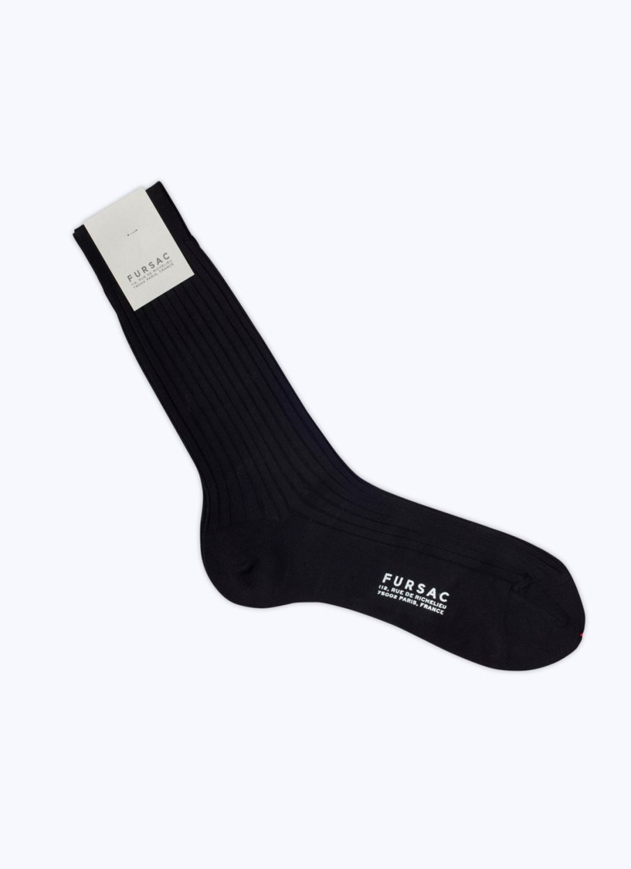 Homewear | De Fursac Ribbed Eyptian Cotton Socks Black