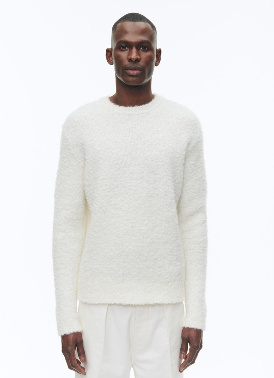 Sweaters | De Fursac Blended Wool Sweater With Boucle Pattern Ecru