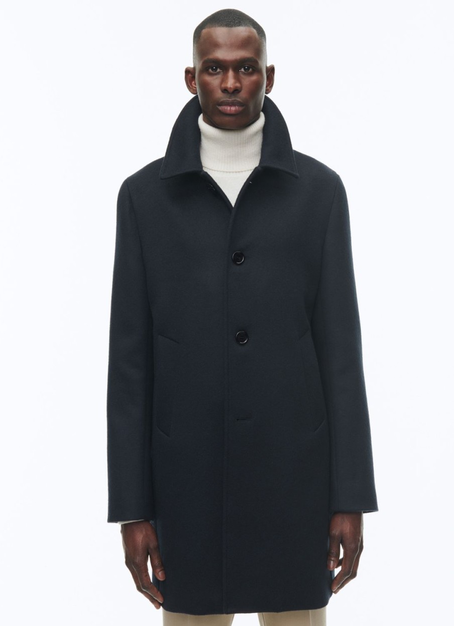 Outerwear | De Fursac Woolen Cloth Coat With Officer Collar Navy Blue