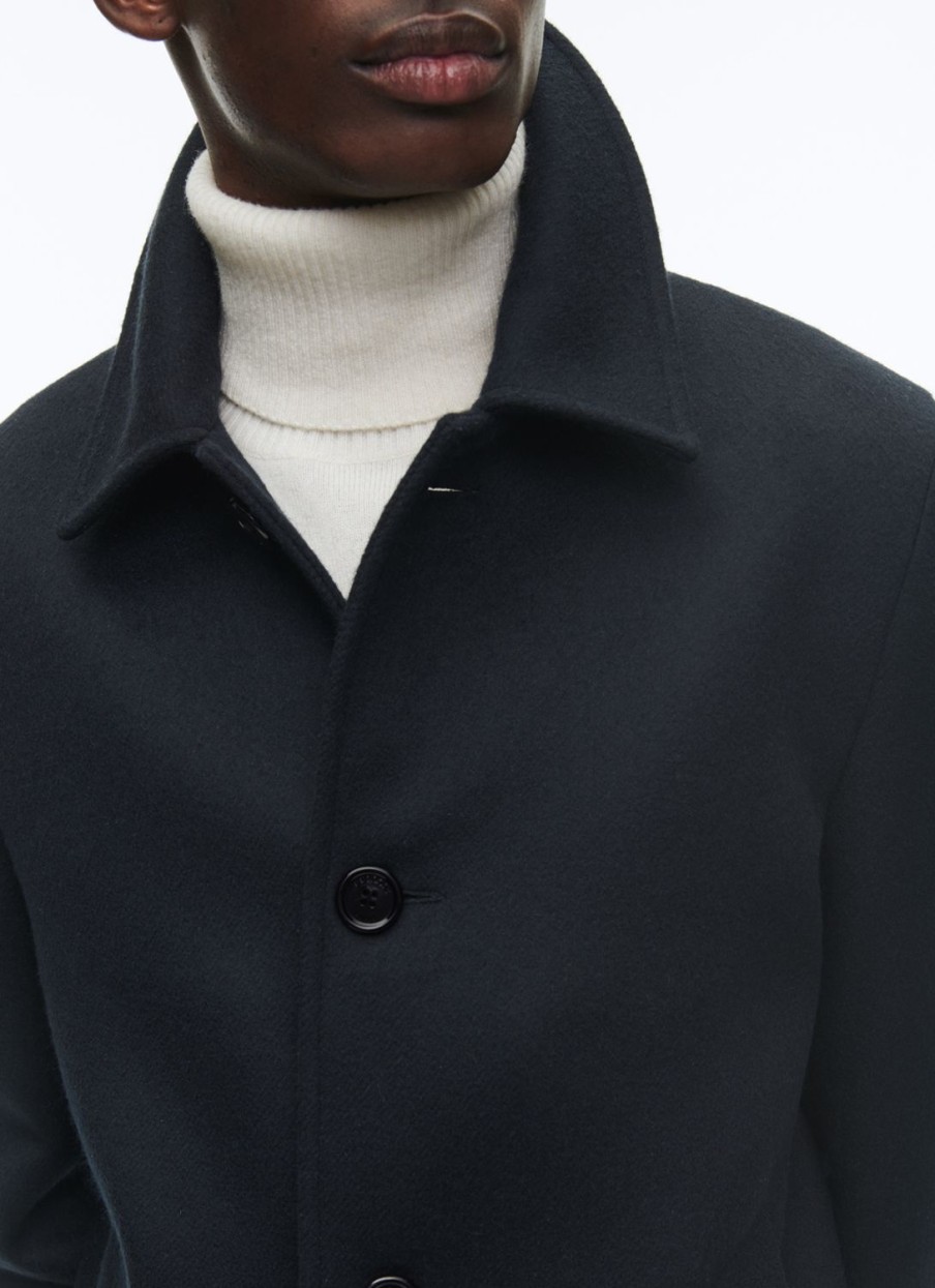 Outerwear | De Fursac Woolen Cloth Coat With Officer Collar Navy Blue