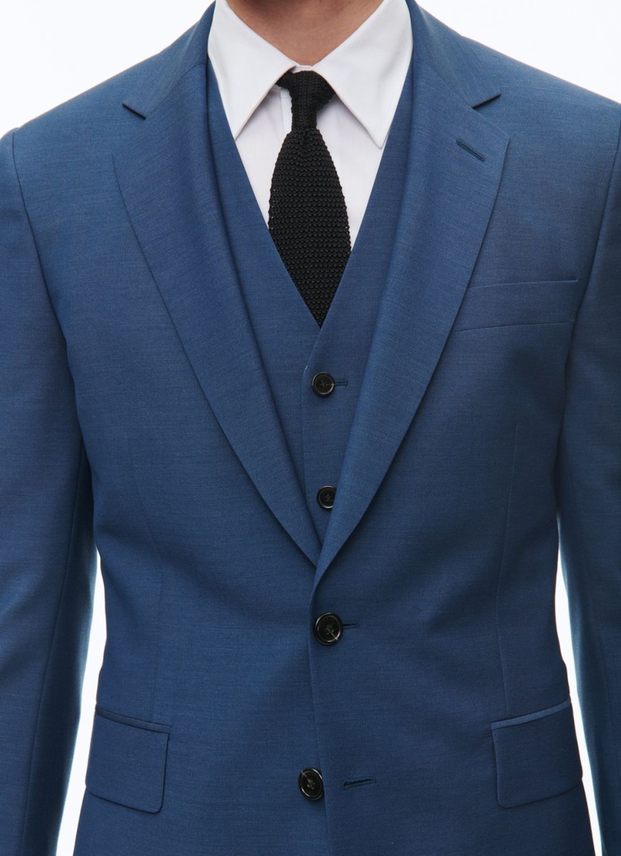 Suits | De Fursac Blue Wool Serge 3-Piece Suit Sapphire Blue