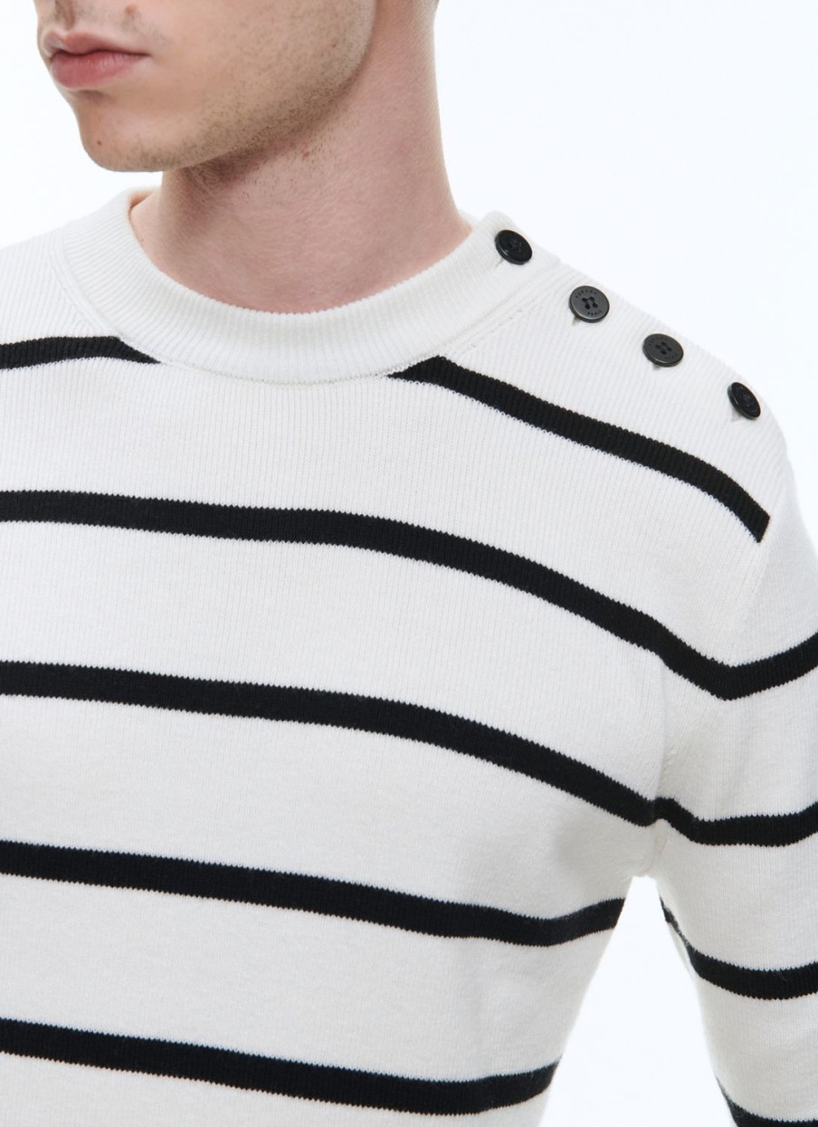 Sweaters | De Fursac Striped Wool And Cotton Sailor Sweater Ecru And Black Stripes